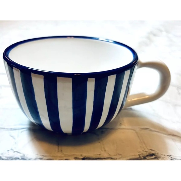City To Cottage London Handmade Ceramic Blue Striped Mug XL 17.5oz - Picture 2 of 9